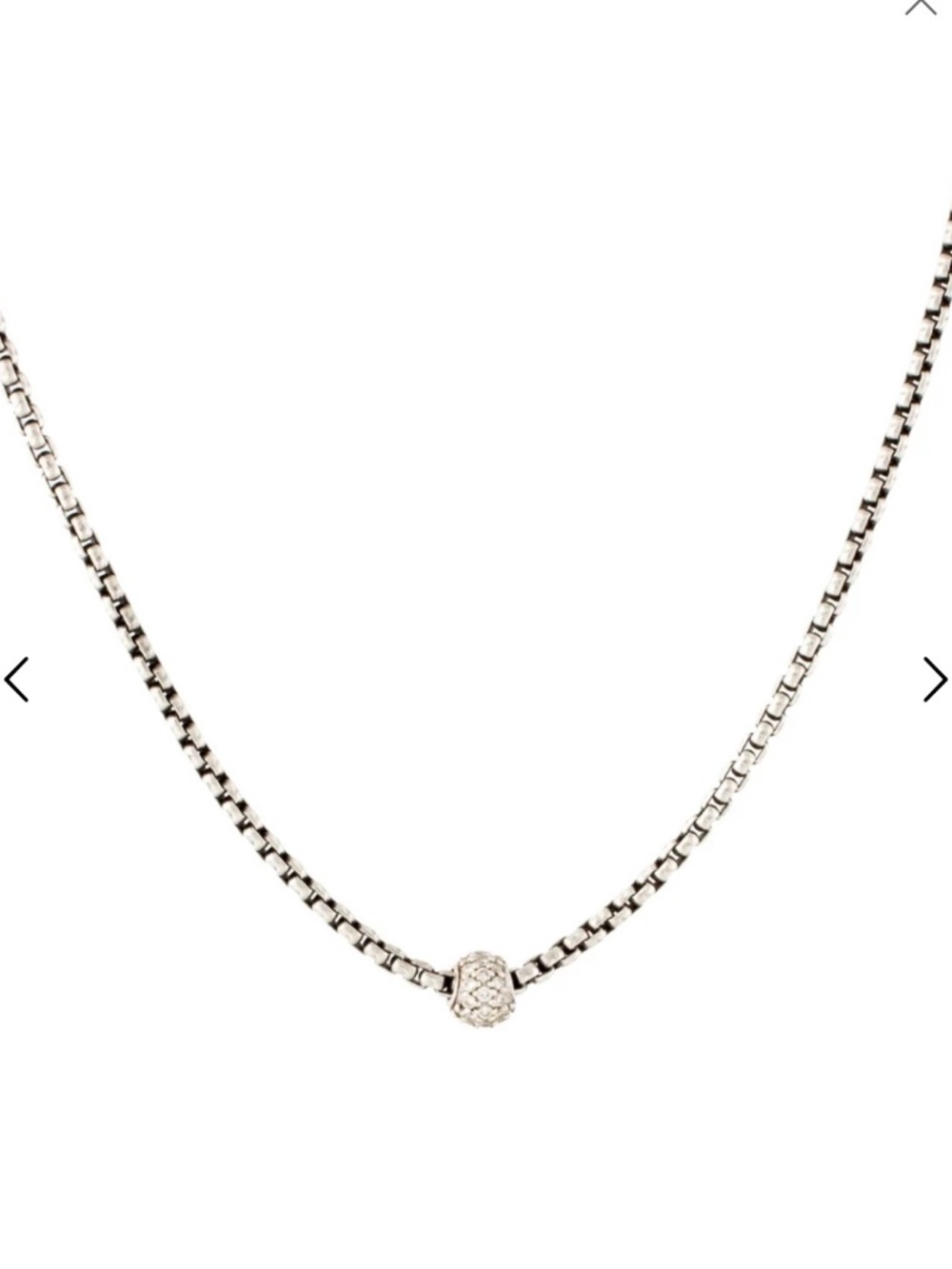 David Yurman Sterling Necklace & 18k Pave Diamond Ball